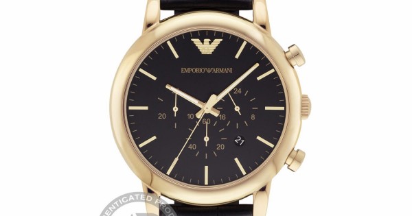 Emporio ARMANI Luigi Chronograph Black Leather Strap Men s watch